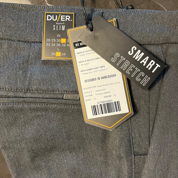 BNWT DU/ER Smart Stretch Pant Slim in Charcoal Heather Sz 31x32 - Picture 4 of 5